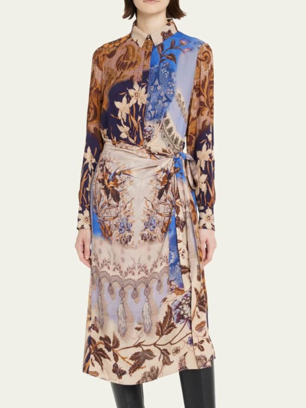 Kobi Halperin Women's Sadie Asymmetric Floral-Print Midi Dress Size Small